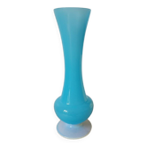 Vase haut opaline bleu