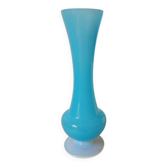 Tall blue opaline vase