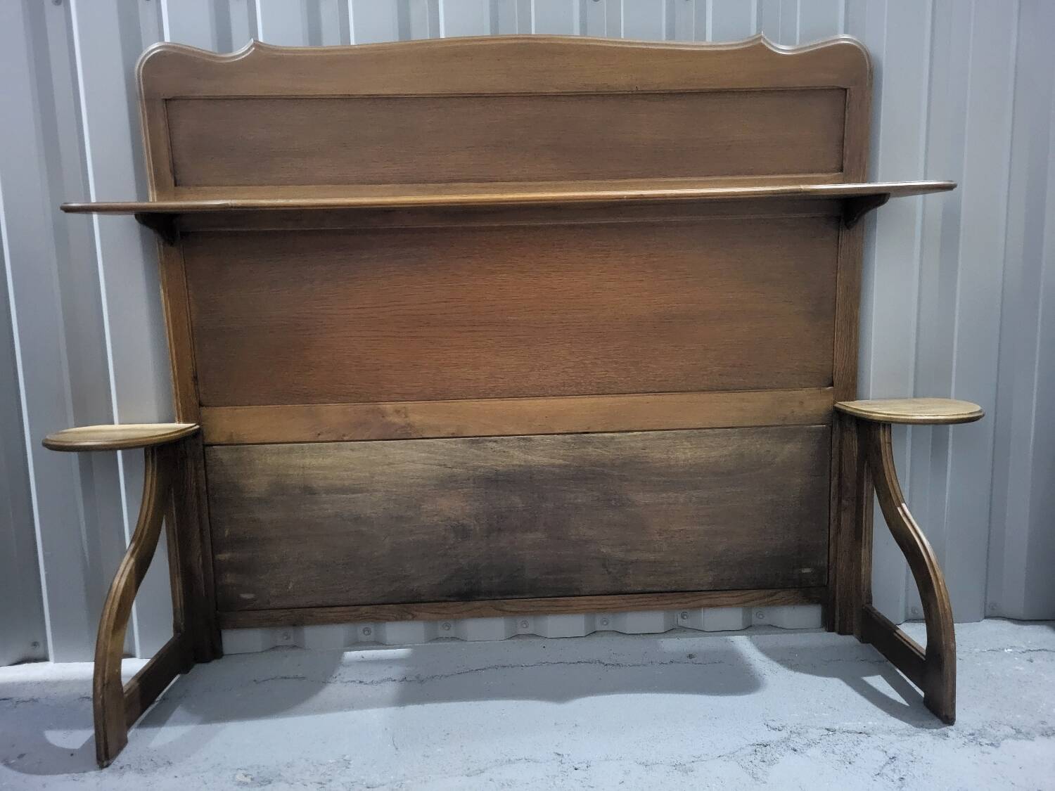 Authentic old vintage solid oak headboard in very good condition