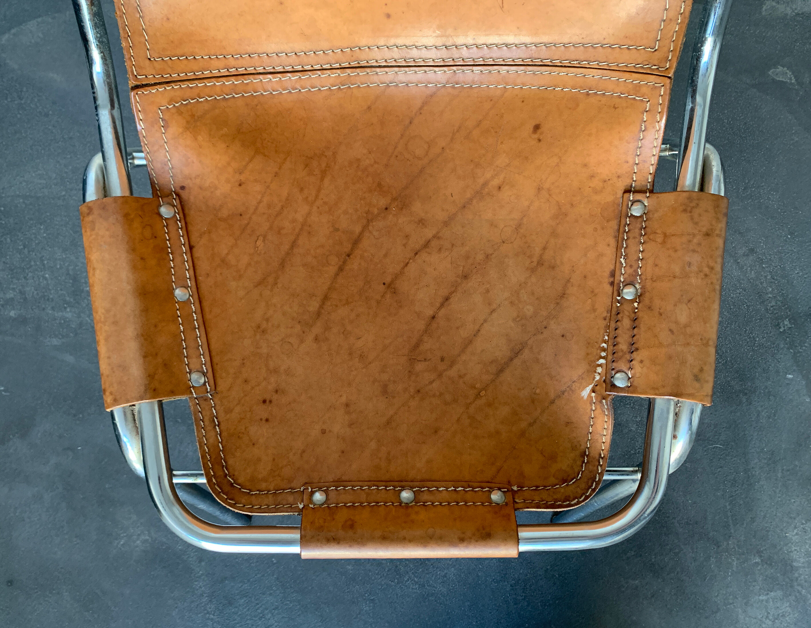 Vintage Chair Les Arcs in leather, published by Dal Vera, 1960s-70s