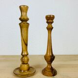 Pair of wooden candle holders