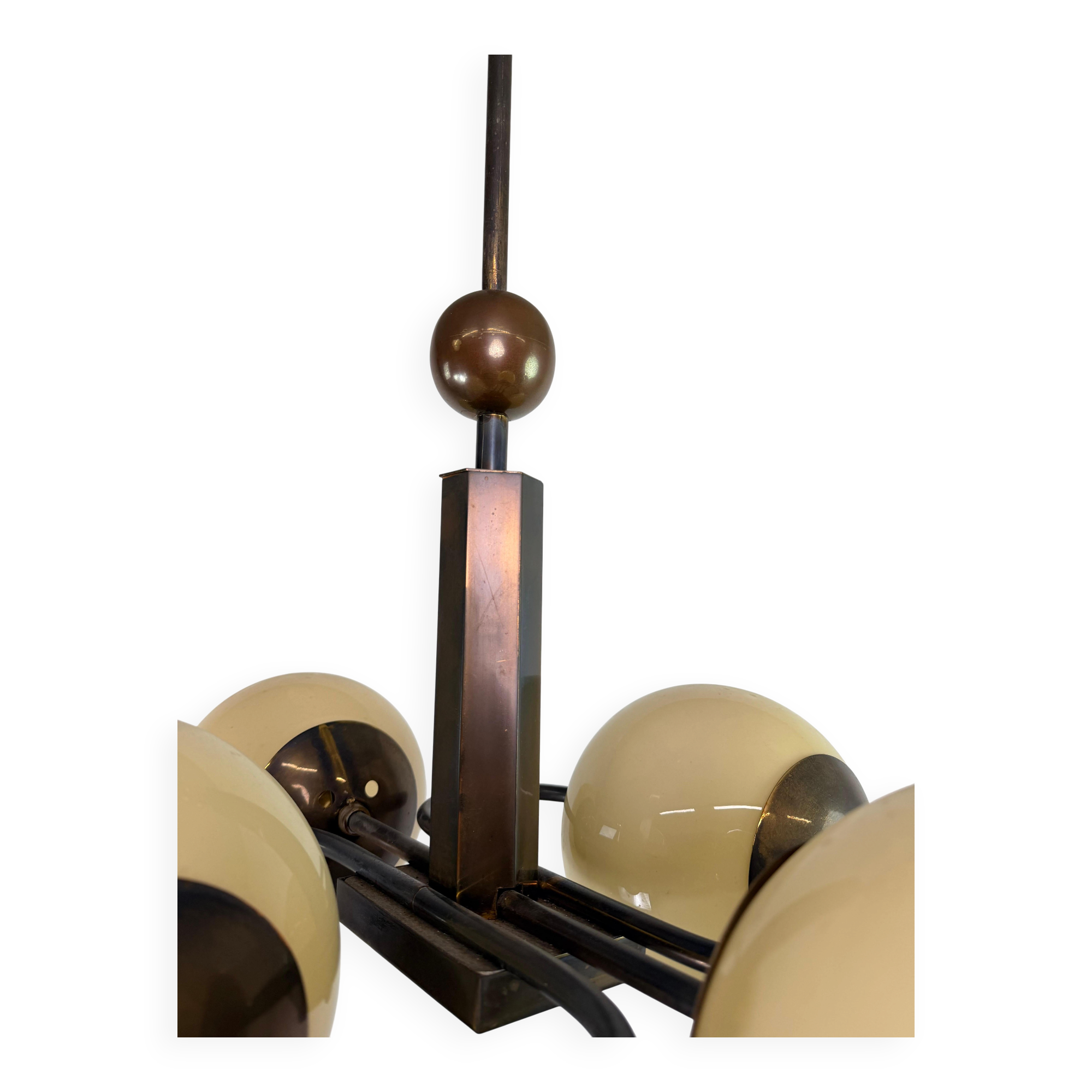 Czechoslovak rondocubist / Geometric Art Deco pendant lamp