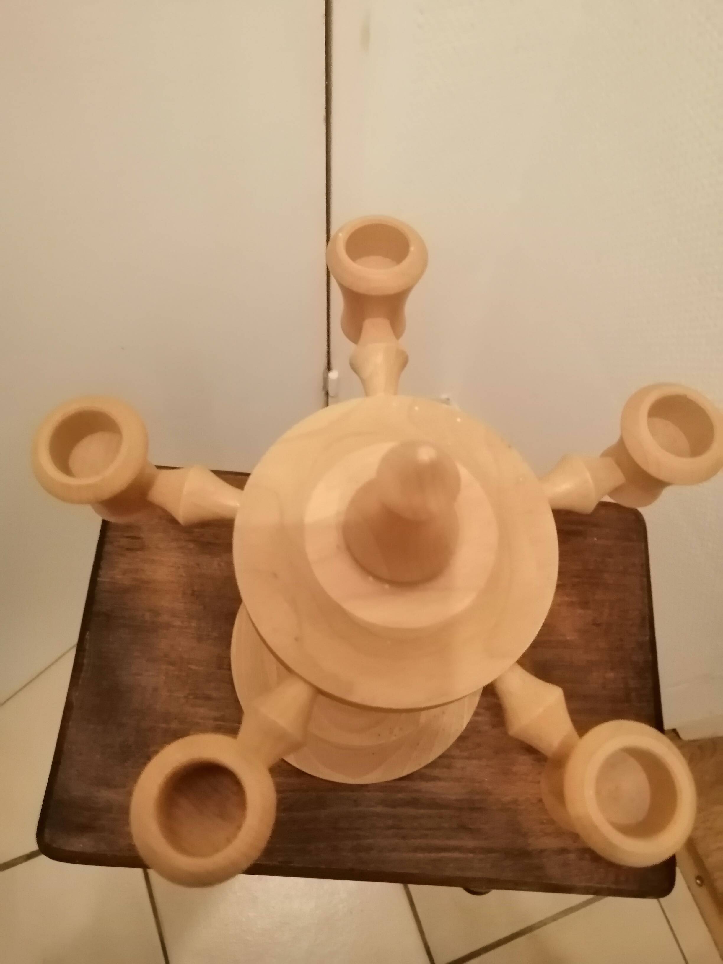 Scandinavian wooden candlestick holder