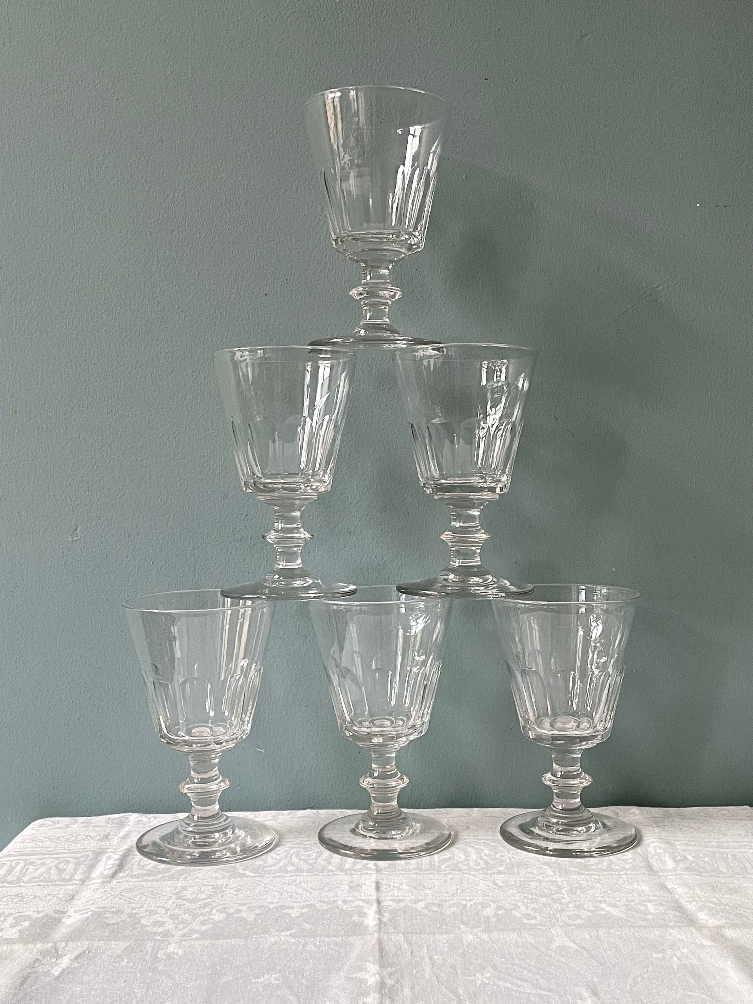 Lot de 6 verres XIXème en cristal Baccarat