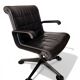 Fauteuil de Bureau Richard Sapper pour Knoll - Cuir Noir sur Patins 1979
