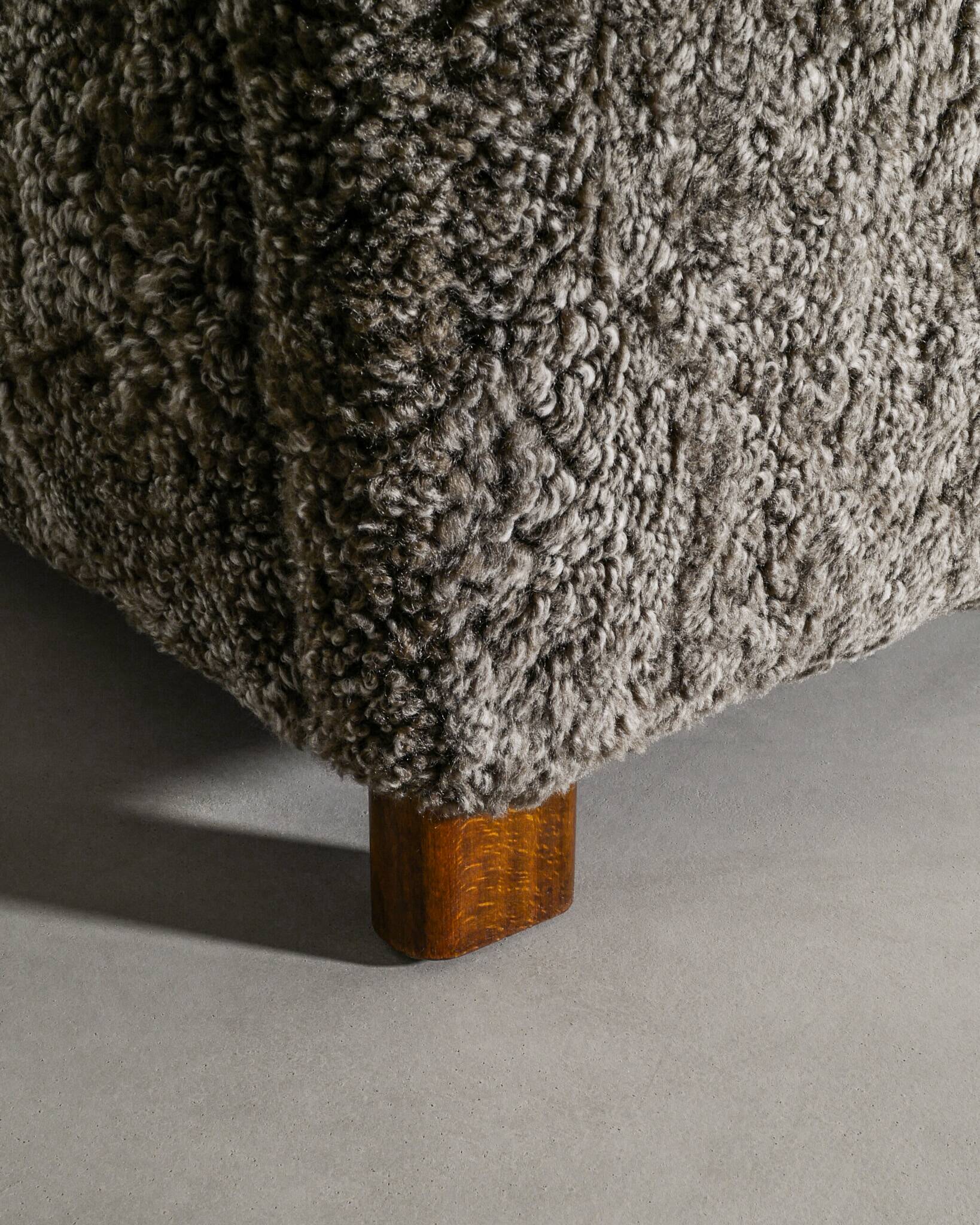 Danish Mid Century Armchair by Thorald Madsen in Grey Sheepskin, 1940s