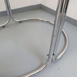 Large vintage modular oval dining table in smoked glass and chromed metal, Space Age style, 70s