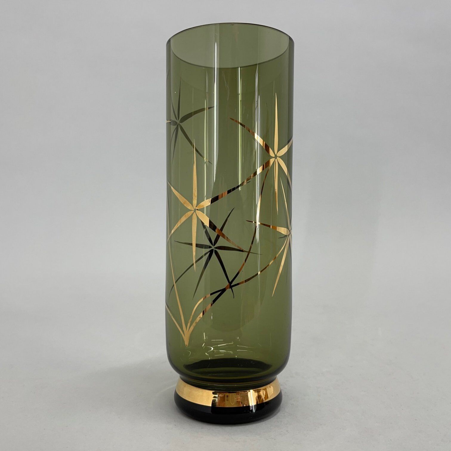 Vase vintage des années 1960 à décor doré, Tchécoslovaquie