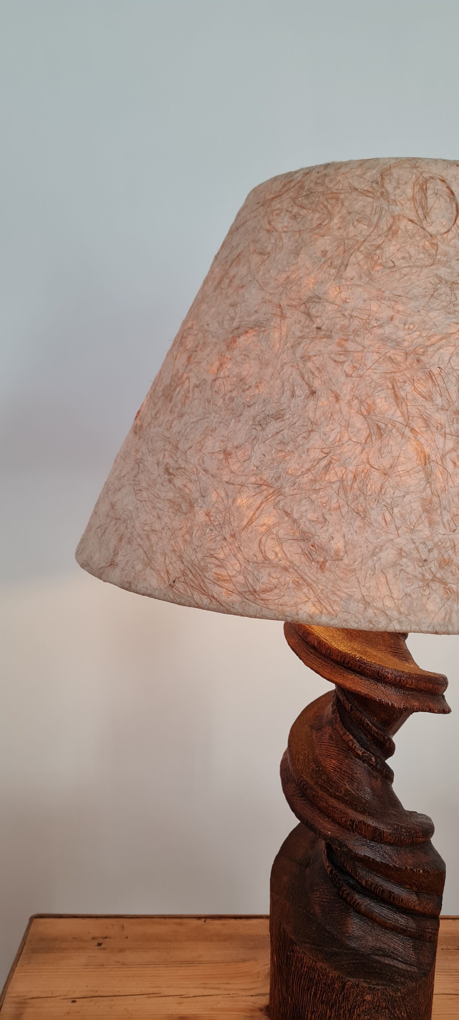 Handmade lamp in turned wood