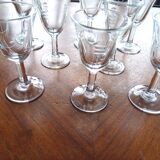 Set of 8 engraved glasses old with liquor or digestive 50s