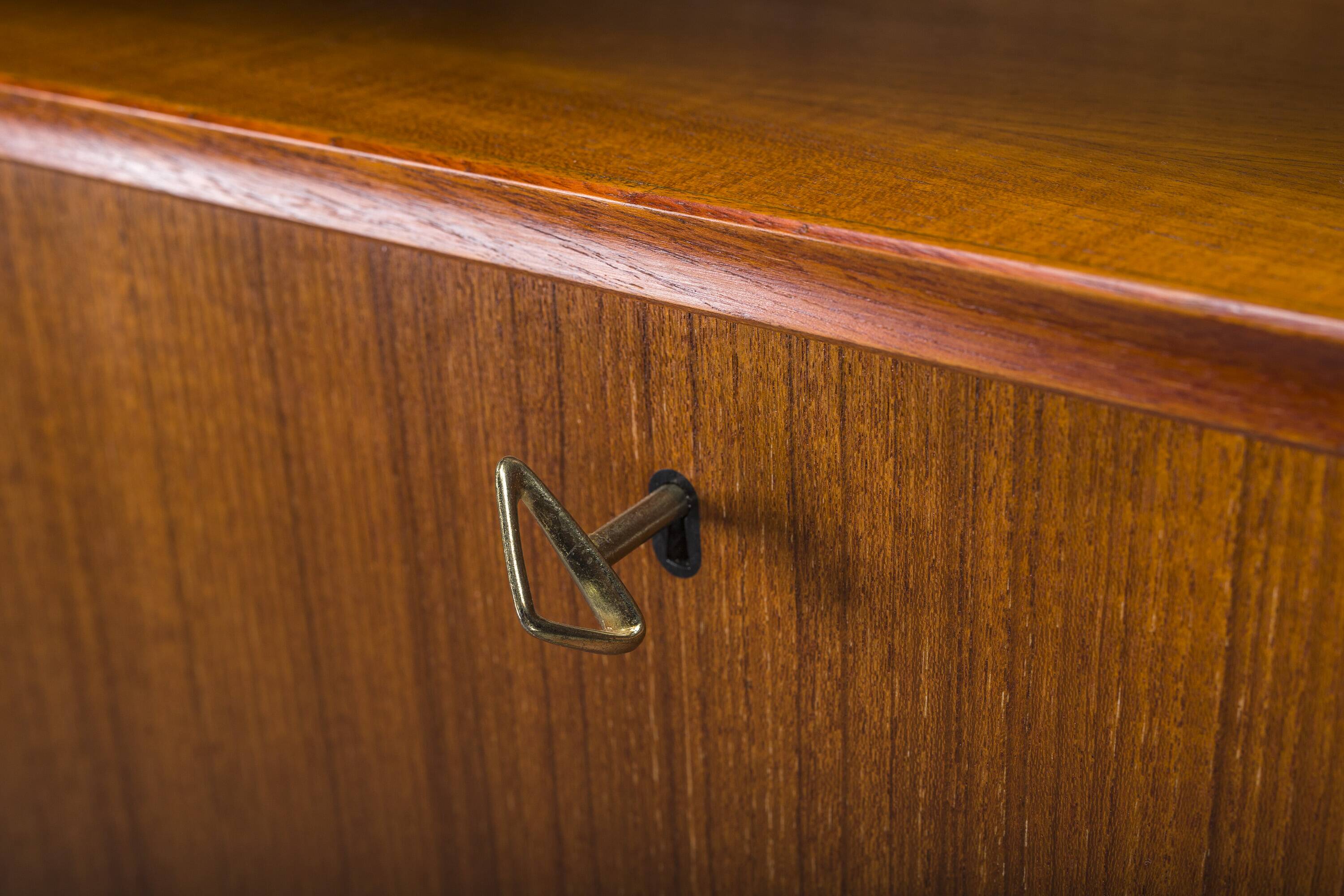 Large Vintage Bookcase with Bar in Teak by Heinrich Riestenpatt, 1960s