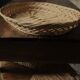 Basket oval base light wicker border vintage basketry