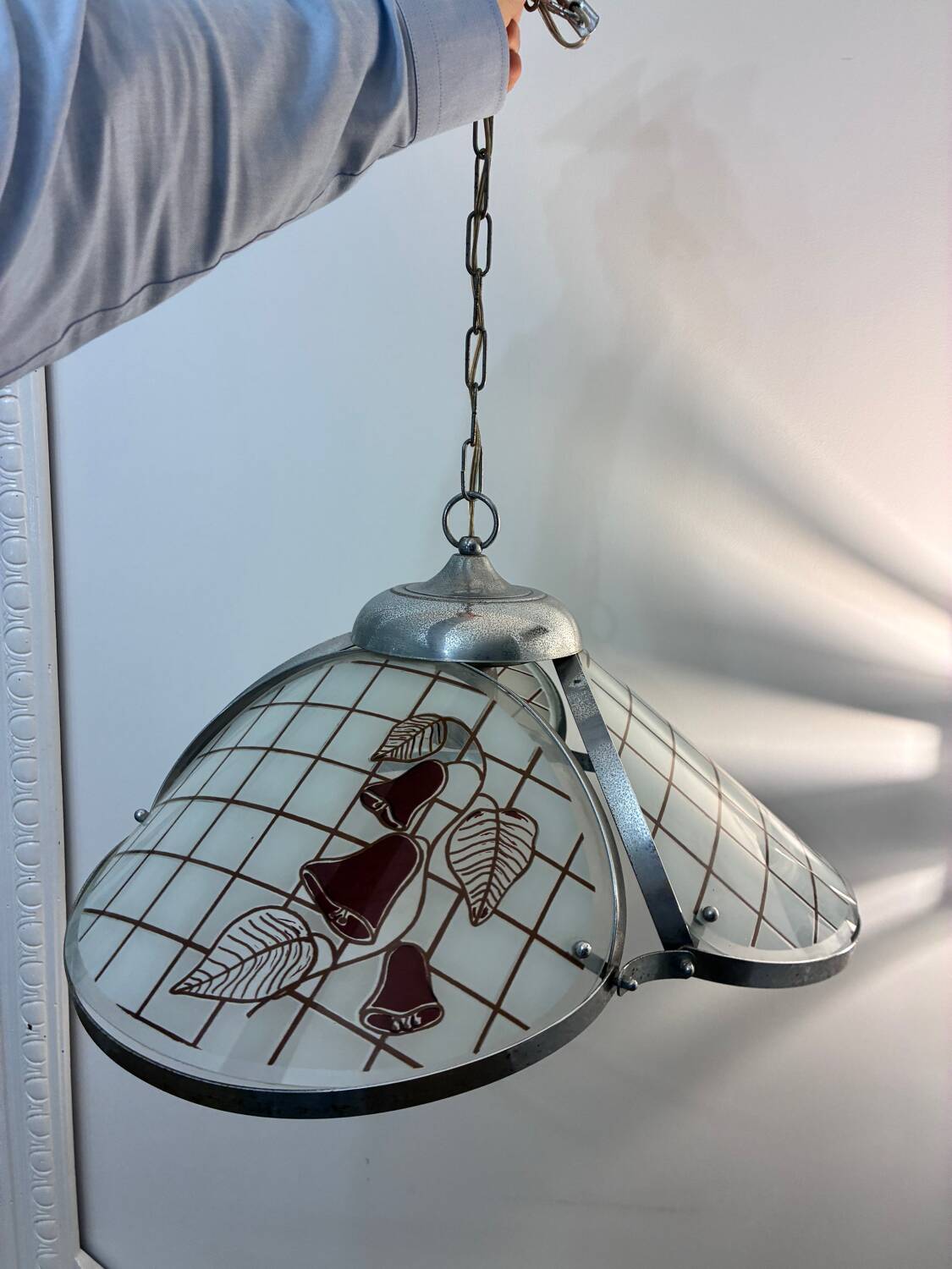 Vintage steel/glass suspension from the 50s/60s.
