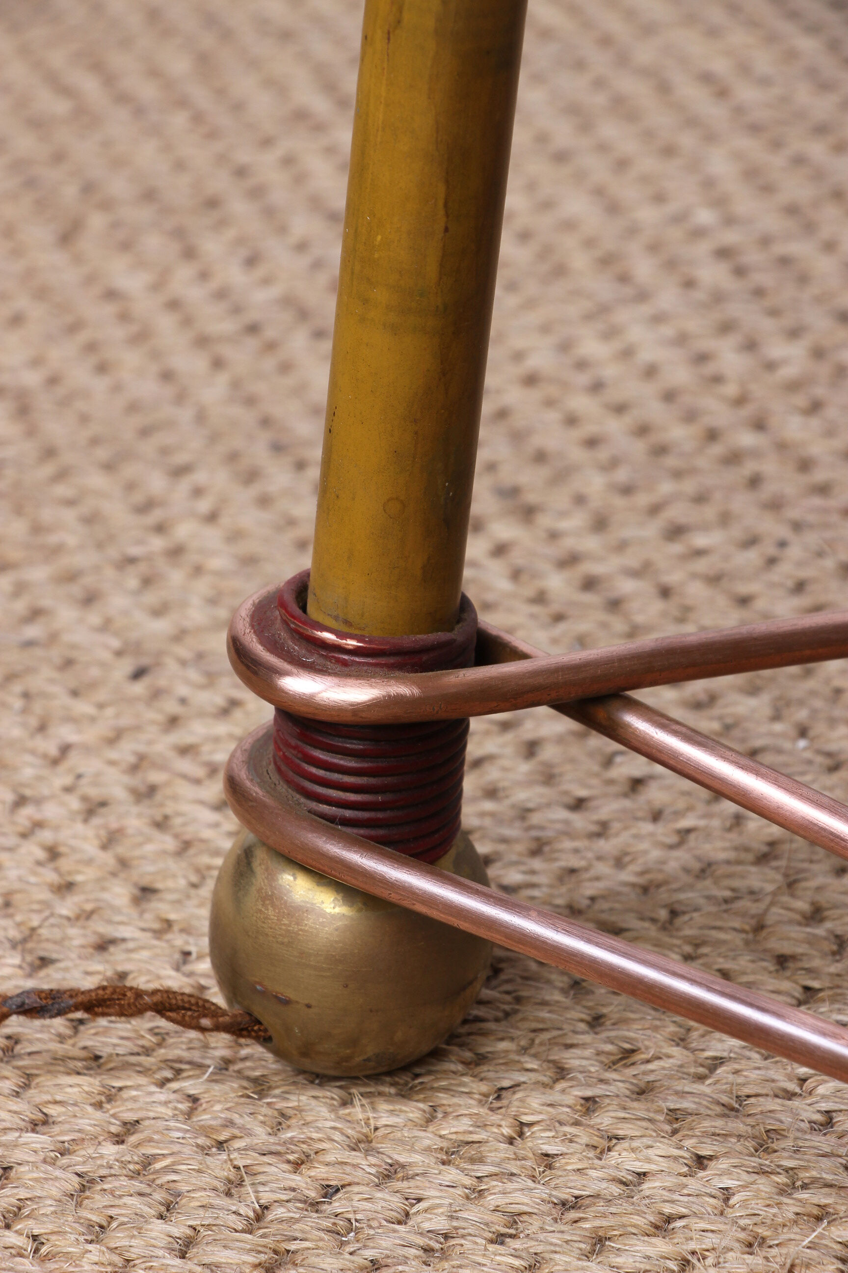 Italian brass floor lamp with conical shaft, adjustable in tilt and height, 1950