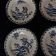 Lot of six flat plates in earthenware Gien décor blue thistles