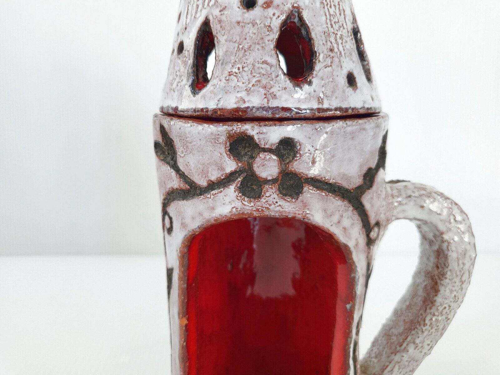 Vintage ceramic terracotta glazed candle holder - 1970s