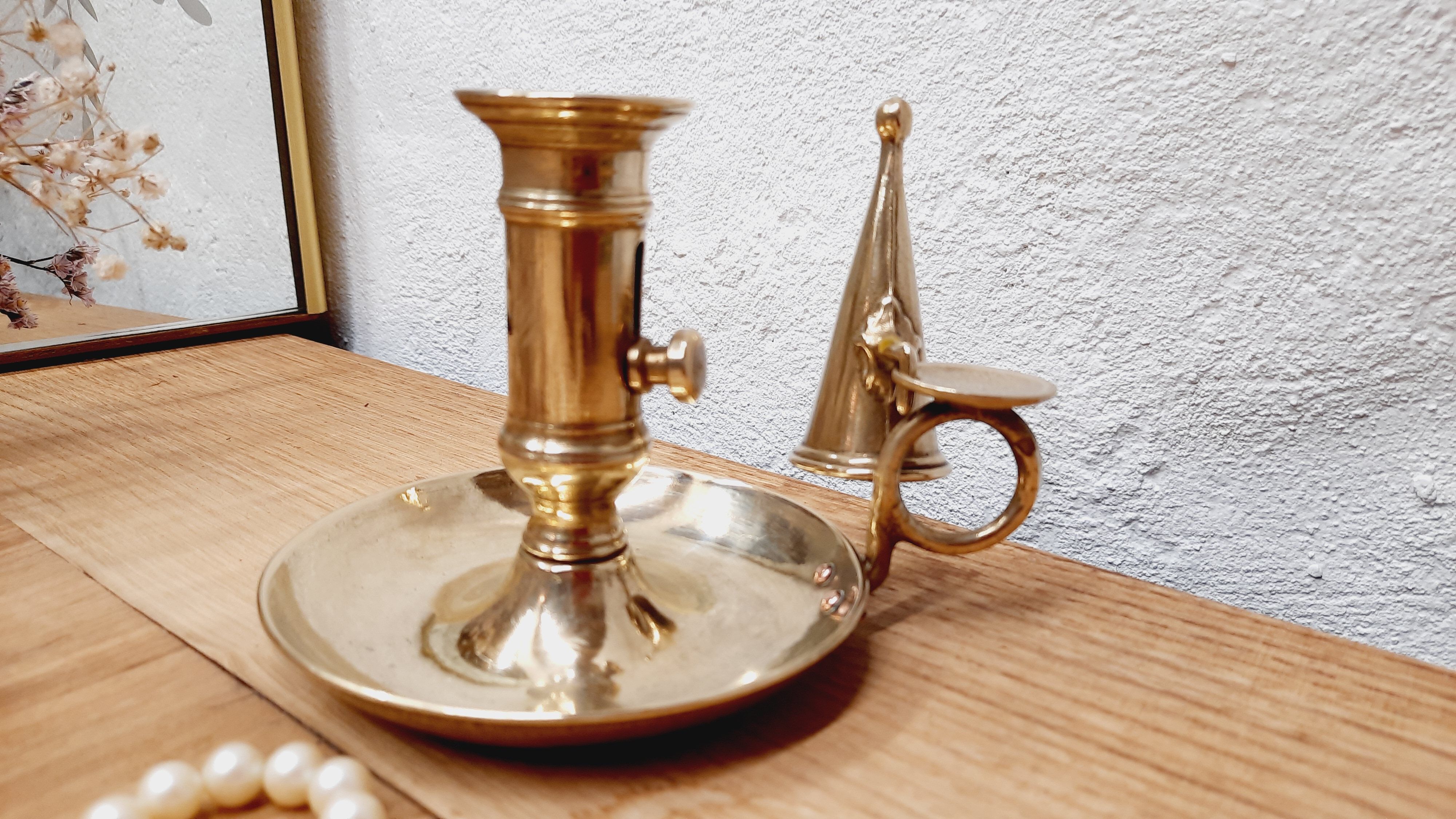 Cellar rat candle holder and brass extinguisher