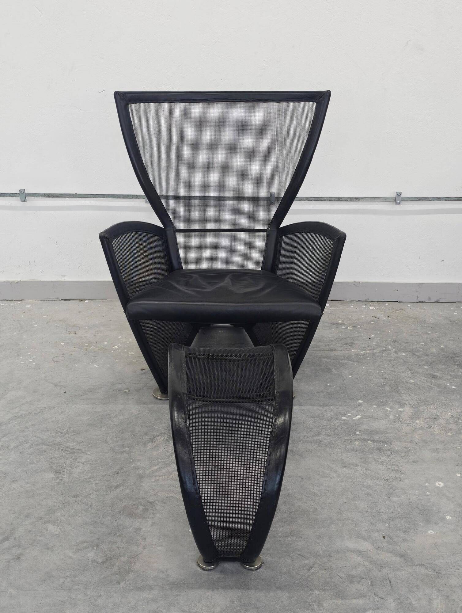 Postmodern armchair and ottoman Privè by Paolo Nava for Arflex