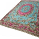 Overdyed Wool Vintage Handmade Carved Rug 169 cm x 288 cm