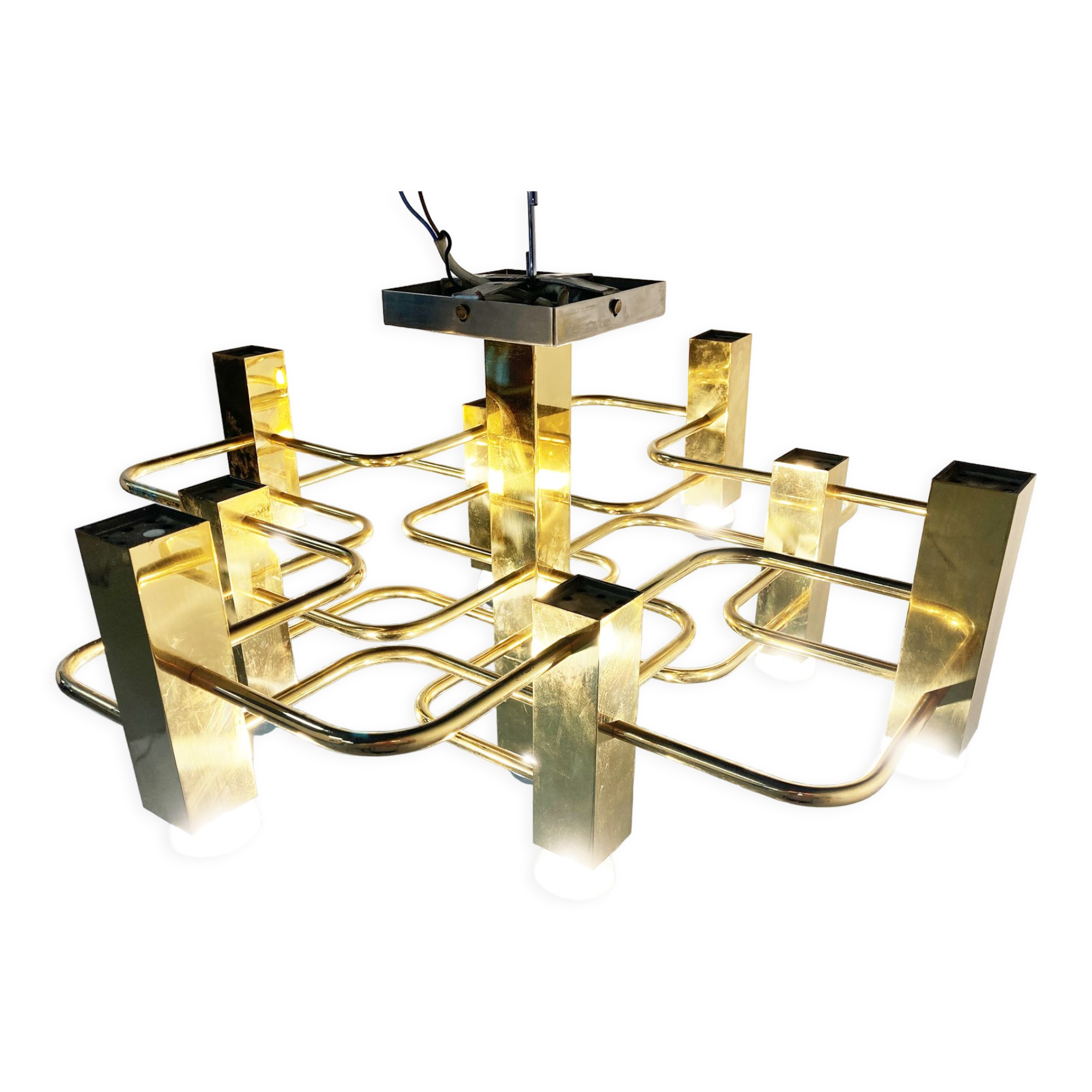 Brass chandelier from Sciolari, 1970s
