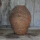 Old basket, straw and bramble bourgne, woven basket, interior decoration.