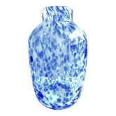 Élégant Vase Soliflore Photophore Mirella Verre Épais Soufflé Moucheté Neuf
