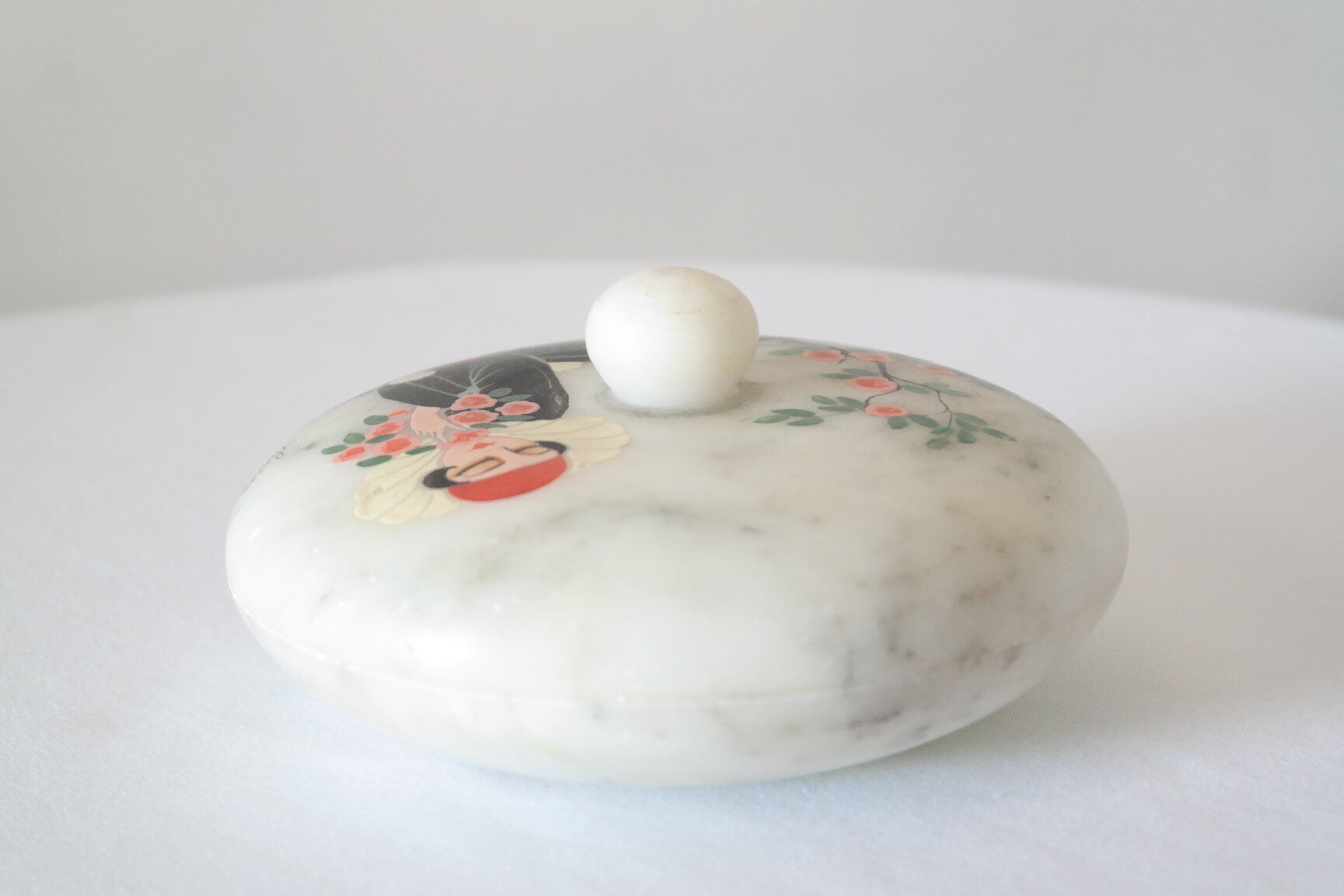Hand-painted art deco round box