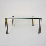 Table basse carrée en laiton et verre par Peter Ghyczy pour Ghyczy, années 1970