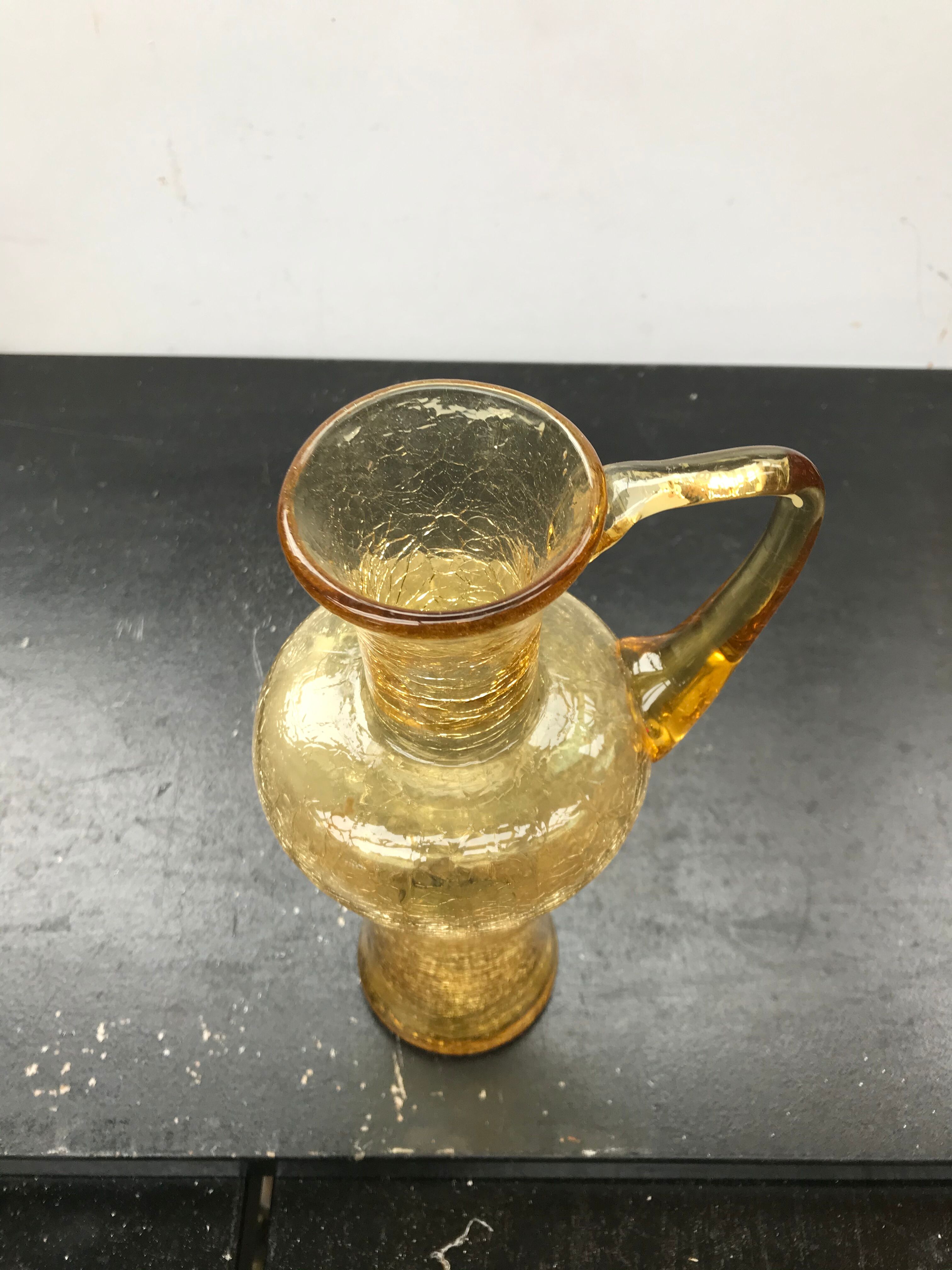 Former Carafe Glass Blown Yellow Cracked - Anse Decoration Vintage Kitchen