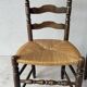 Chaise style campagnard bois massif et paille 1950