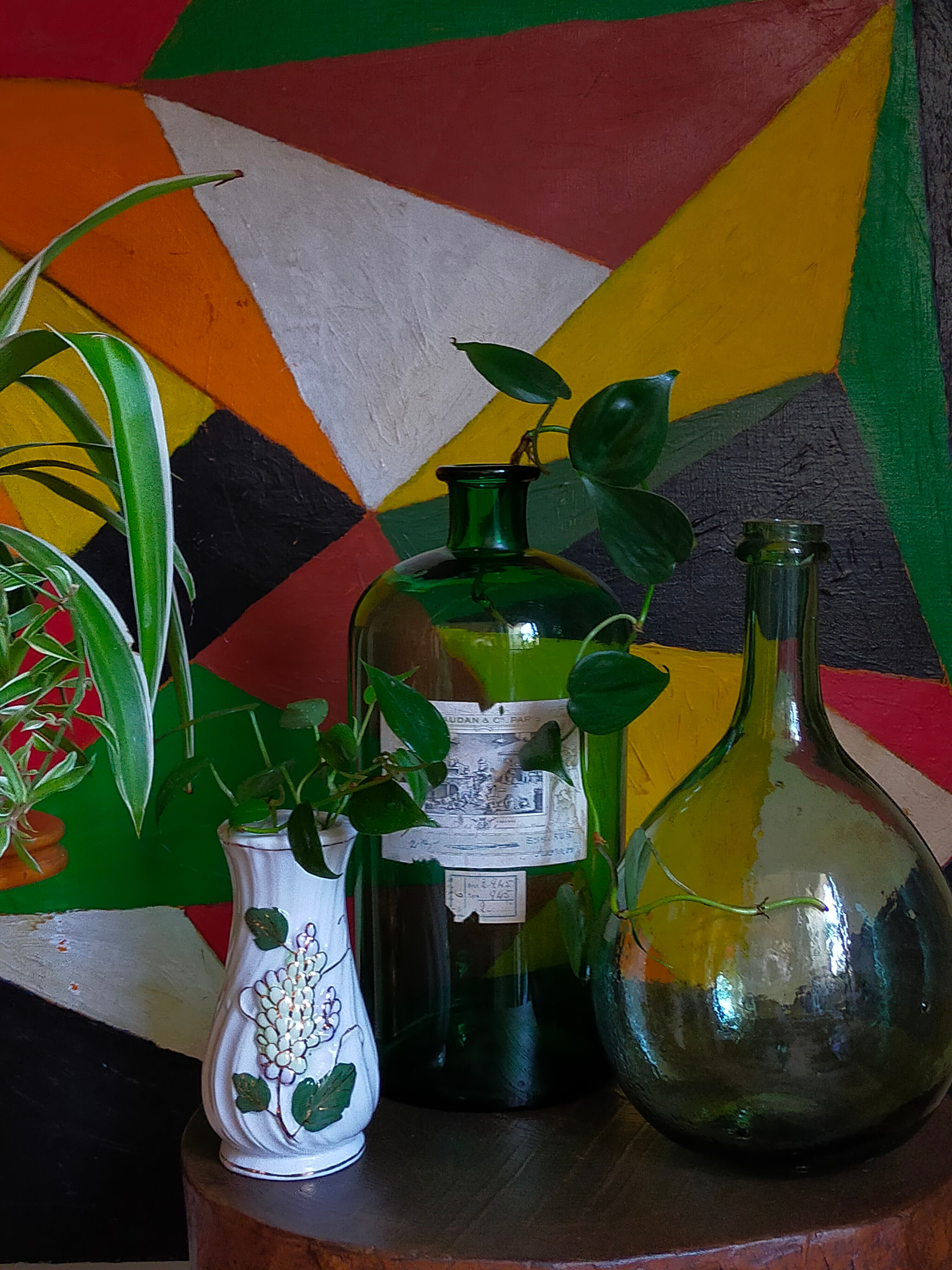 Three ancient lilac slurry vases