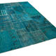 Handwoven oriental overdyed 171 cm x 244 cm turquoise patchwork rug