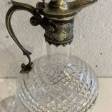 Carafe in cut glass or crystal and silver-plated metal, 20th century