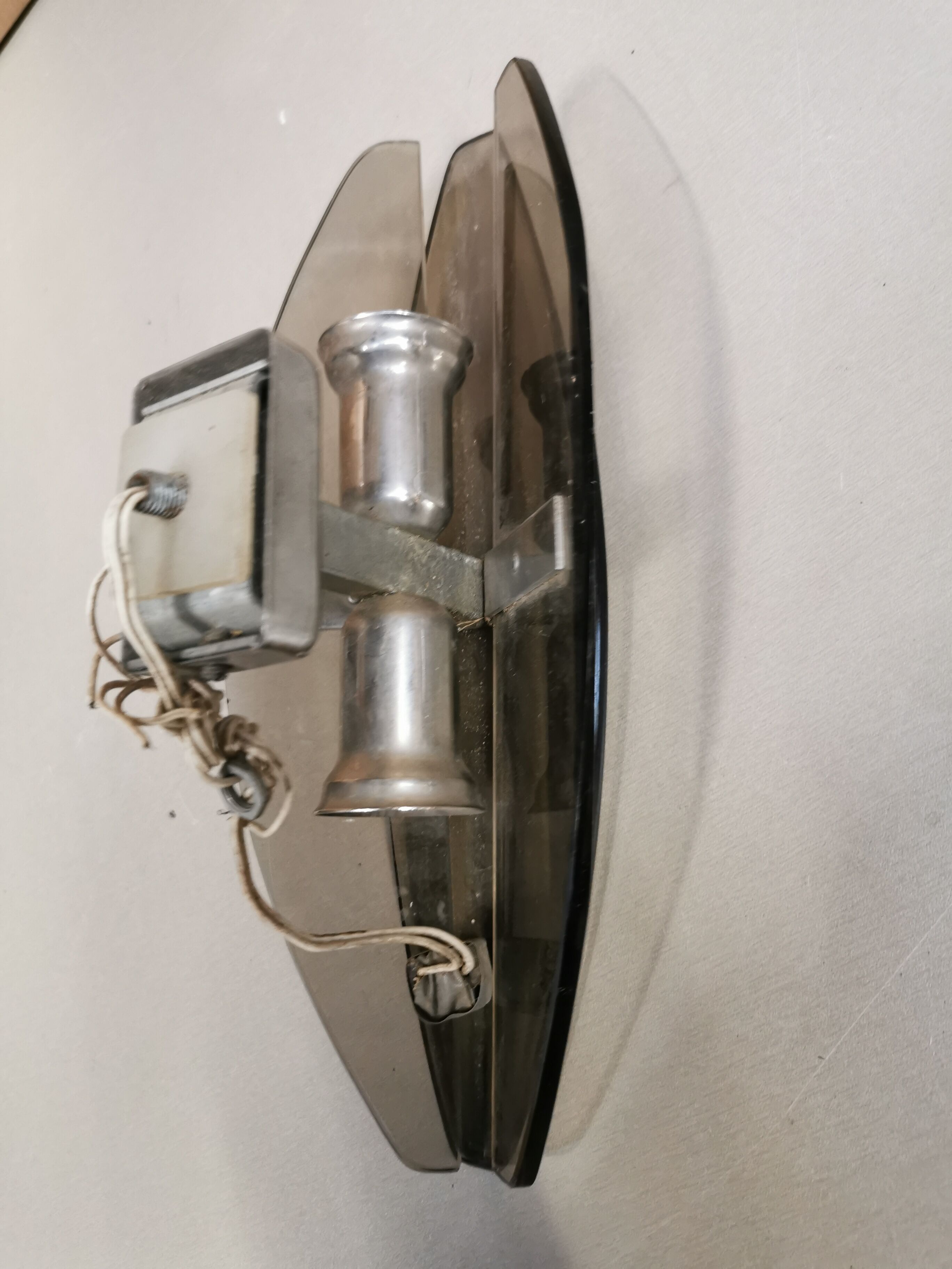 Vintage wall lamp in smoked glass design italy 70's