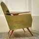 Lot de 2 fauteuils club accoudoirs teck années 50/60