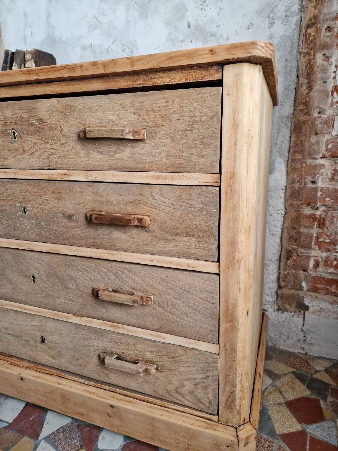 Old solid wood chest of drawers