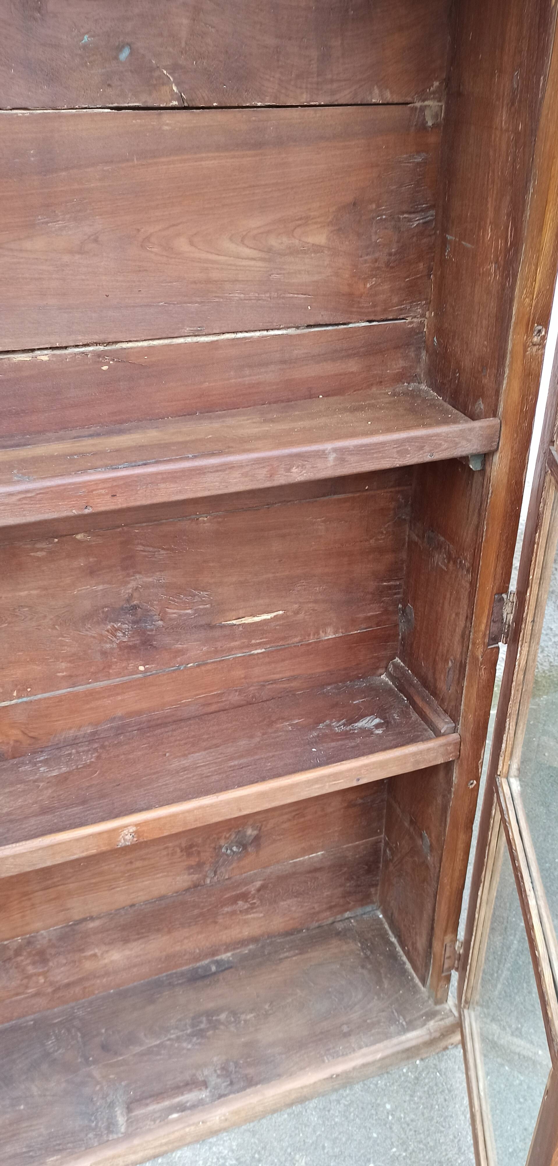 Antique wooden glass cabinet