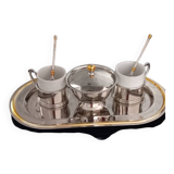 Vintage duo silver metal lunch set 2 cups