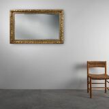 Large French Rustic Baroque Oak Wall Mirror, circa 1850