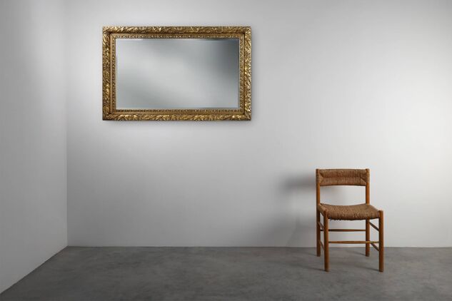 Grand miroir mural en chêne baroque rustique français, vers 1850