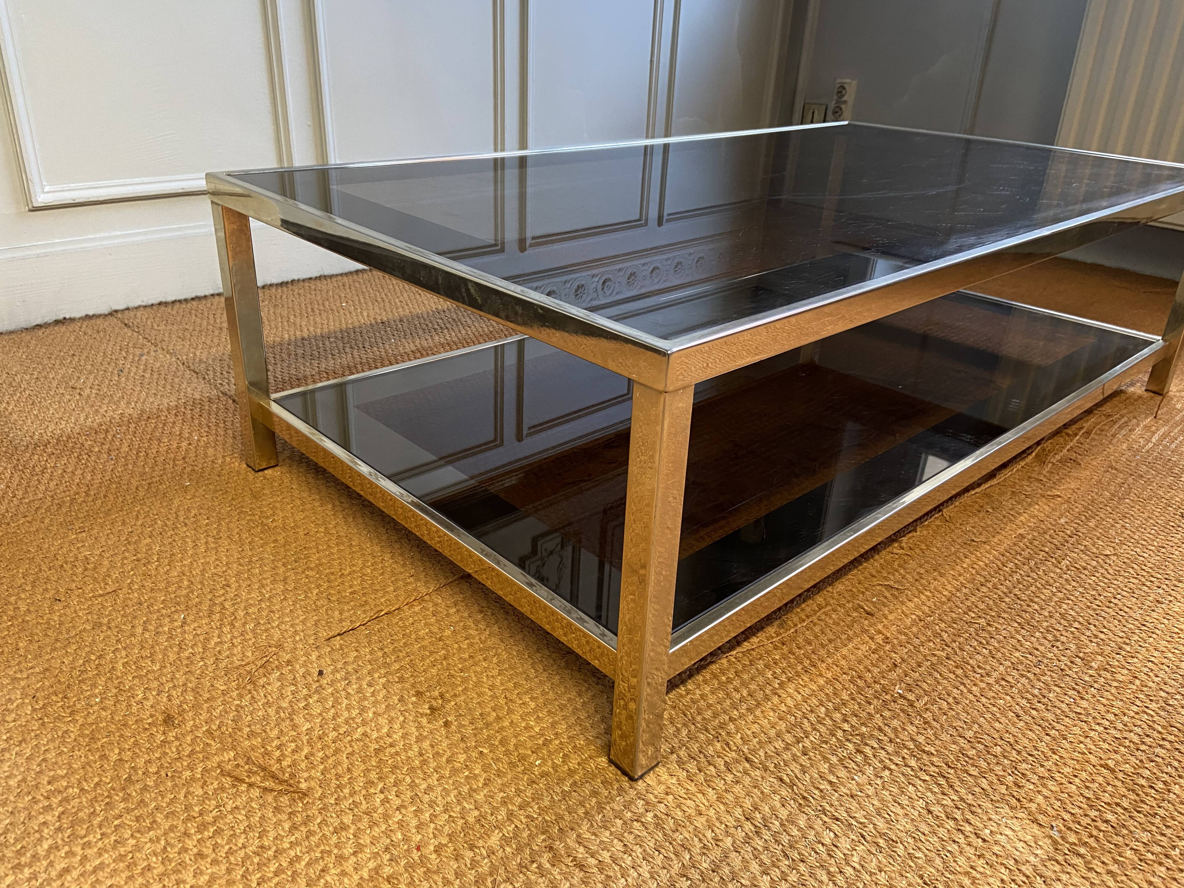 Belgo Chrome gold coffee table at 23K gold, 1970