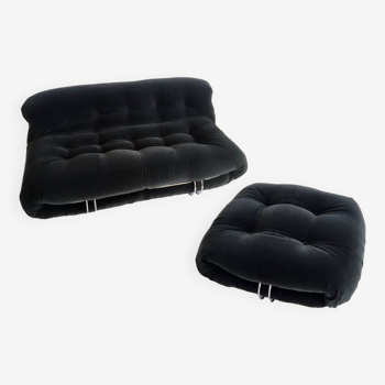 Sofa and pouf Soriana Tobia Scarpa for Cassina original edition 1970