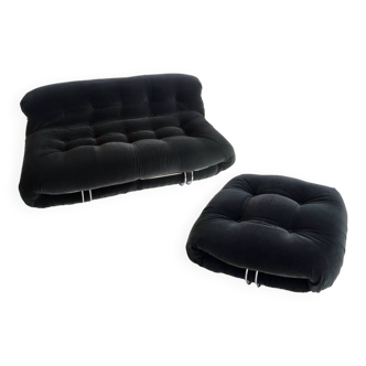 Sofa and pouf Soriana Tobia Scarpa for Cassina original edition 1970