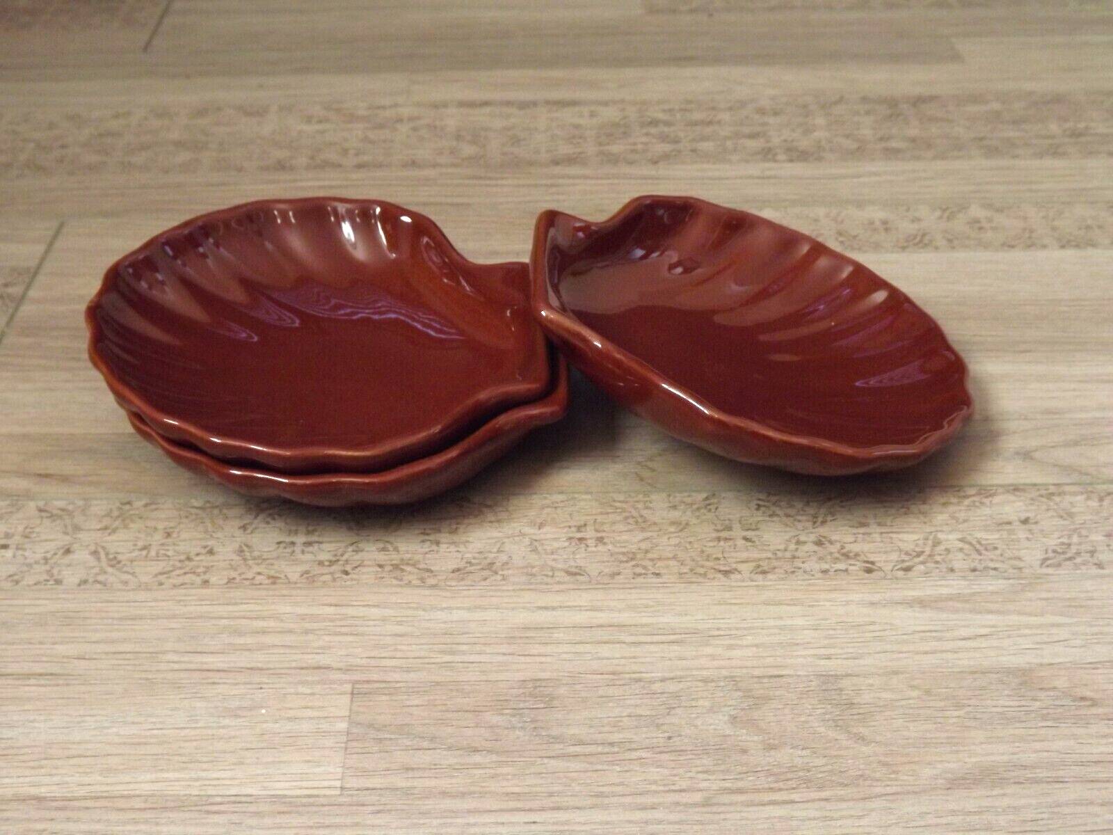 Set of 3 French Vintage Emile Henry Brown Coquille St Jaques Serving Dishes 4680