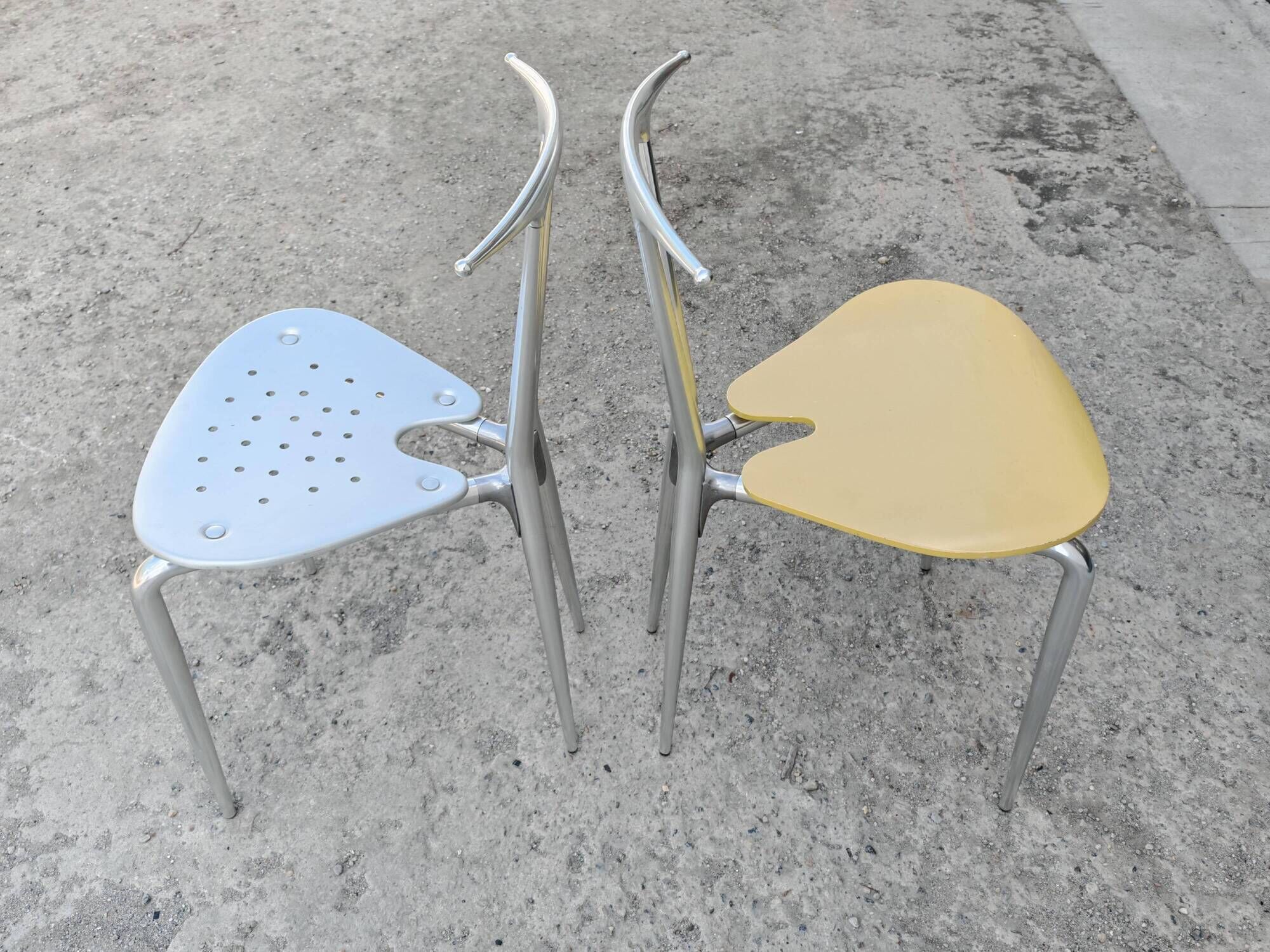 Postmodern pair of "Hole" accent chairs by Carlo Bartoli for Ycami 1993.