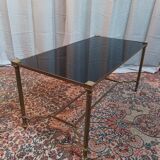 Table basse vintage en laiton et verre