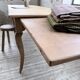 Farm table cherry wood with curved legs, 19th century.