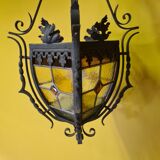 Antique french gothic style hanging lantern, from around 1900.