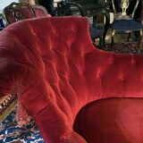 Napoleon III meridian, purple red velvet. Buttoned backrest.