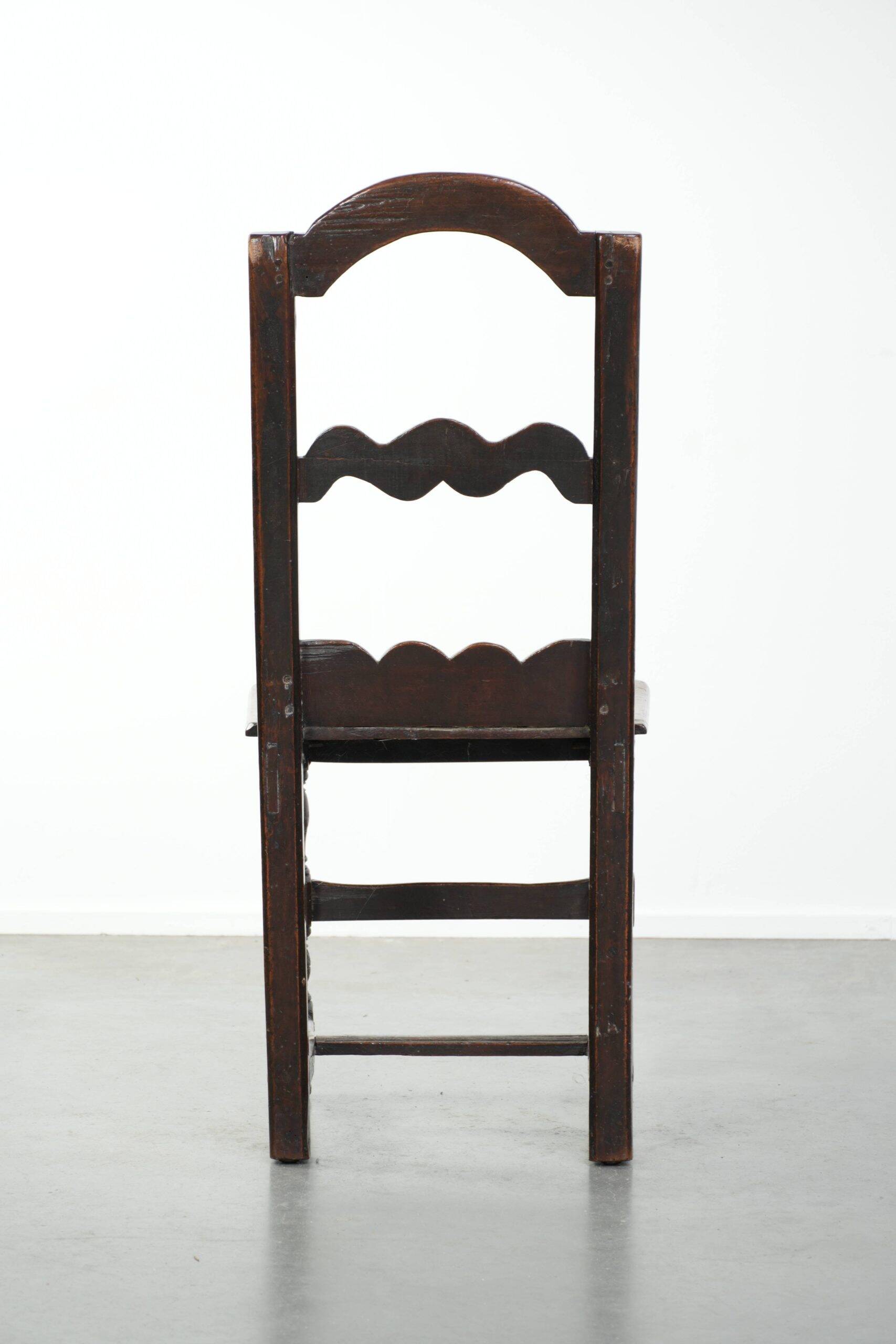 French antique Lorraine chair made of oak from the 18th century